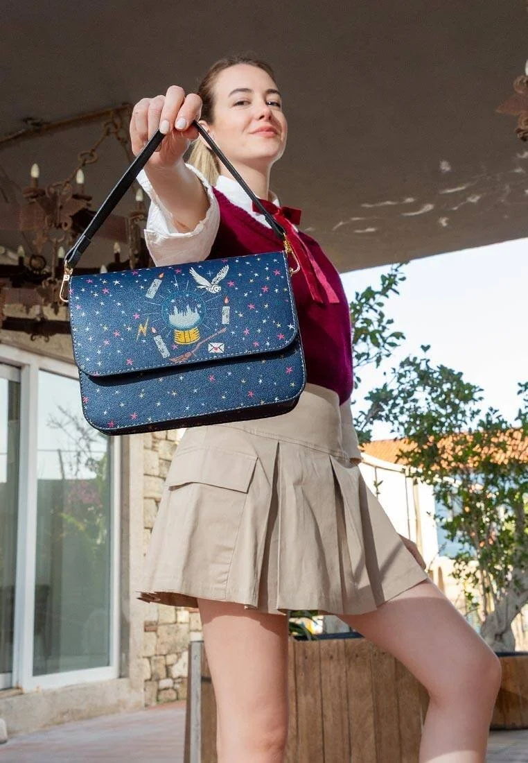 Women Vegan Leather Navy Purse - Warner Bros Stay-at-Hogwarts Design