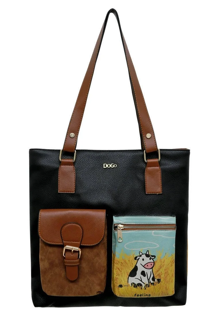 Women Vegan Leather Navy Shoulder Bag - Feeling Moody Design