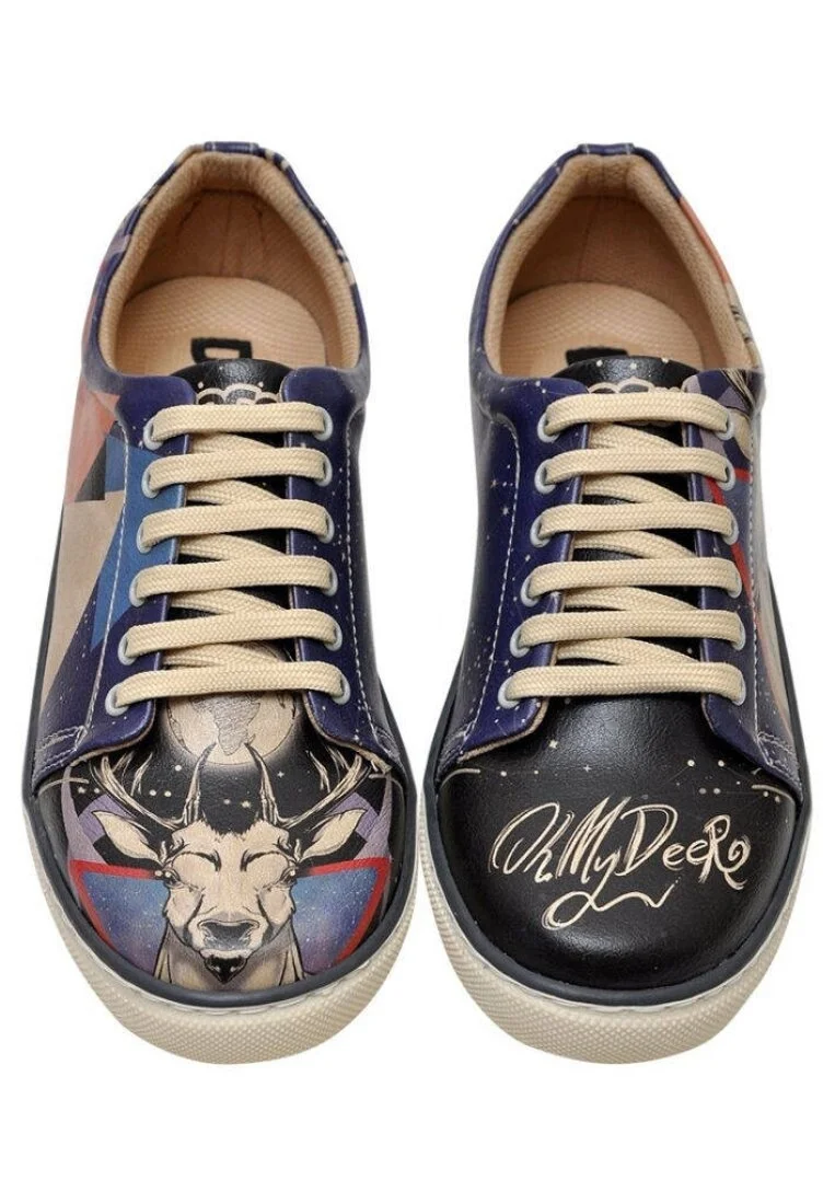 Women Vegan Leather Navy Sneakers - Oh My Deer Design