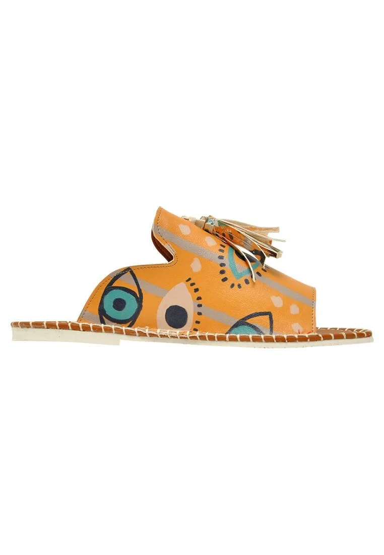 Women Vegan Leather Orange Slippers - See You Design