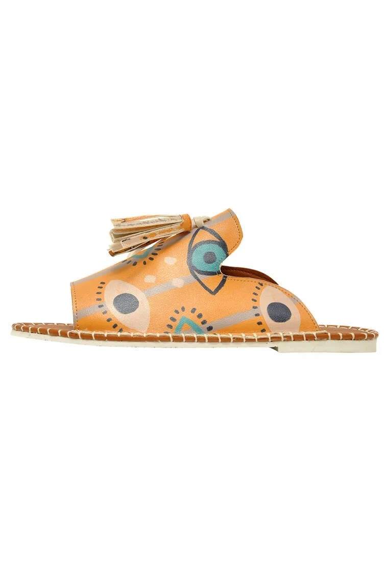 Women Vegan Leather Orange Slippers - See You Design