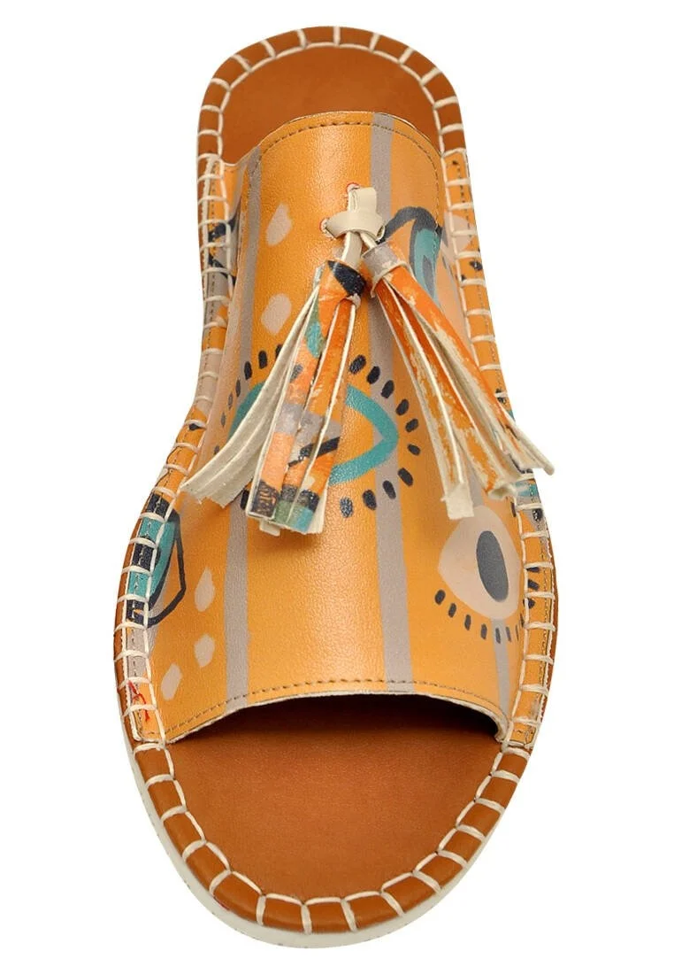 Women Vegan Leather Orange Slippers - See You Design