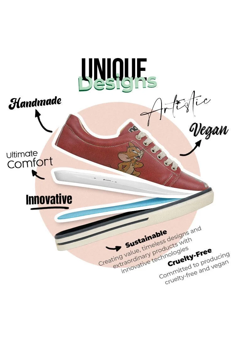 Women Vegan Leather Orange Sneakers - Warner Bros Tom ve Jerry Design