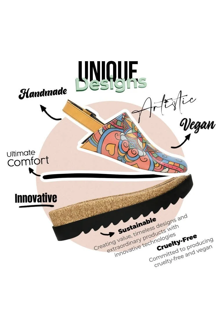 Women Vegan Leather Orange Wedge Sandals - India Design