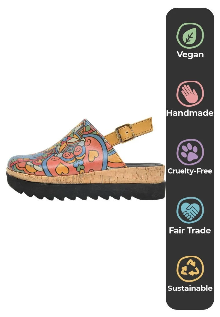 Women Vegan Leather Orange Wedge Sandals - India Design