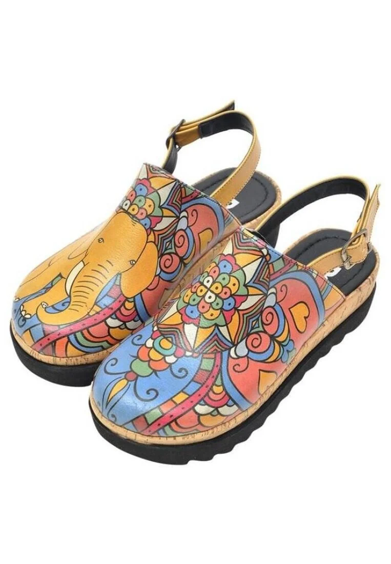 Women Vegan Leather Orange Wedge Sandals - India Design