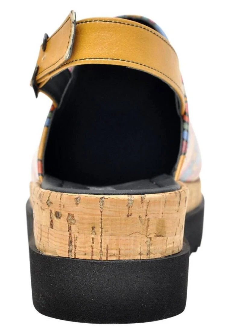 Women Vegan Leather Orange Wedge Sandals - India Design
