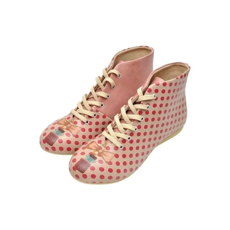 Women Vegan Leather Pink Ankle Boots - Love Potion Design