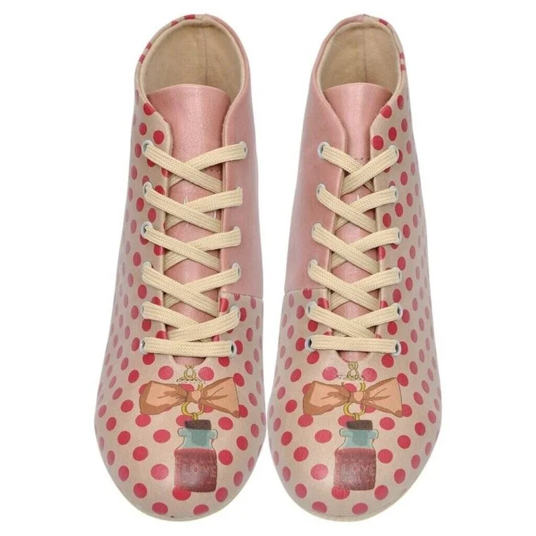 Women Vegan Leather Pink Ankle Boots - Love Potion Design