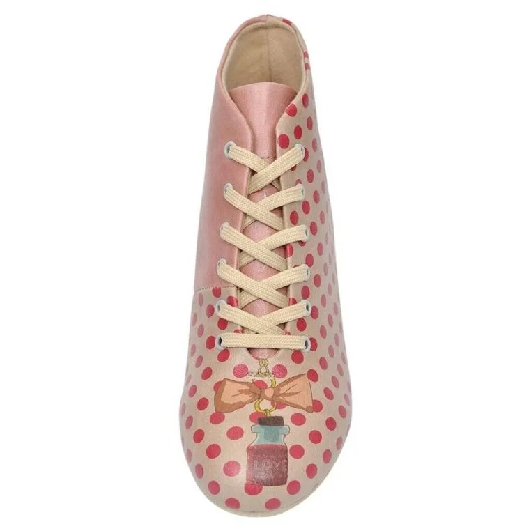 Women Vegan Leather Pink Ankle Boots - Love Potion Design