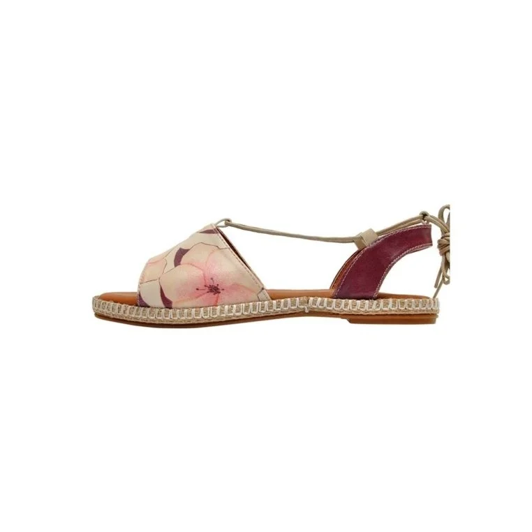 Women Vegan Leather Pink Lace Up Sandals - Sweetness Design