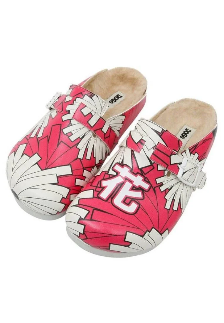 Women Vegan Leather Pink Slippers - A Flower Blossoms Design