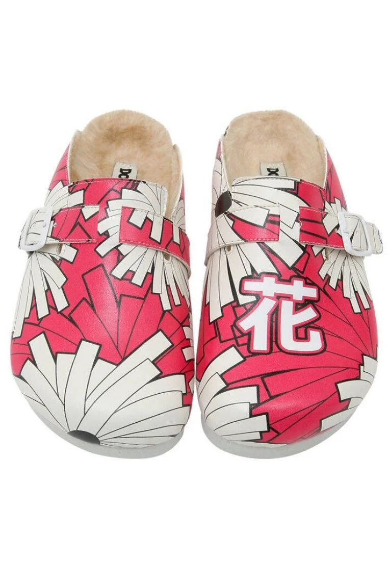 Women Vegan Leather Pink Slippers - A Flower Blossoms Design