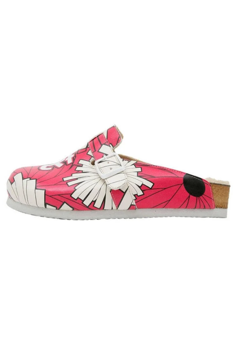 Women Vegan Leather Pink Slippers - A Flower Blossoms Design