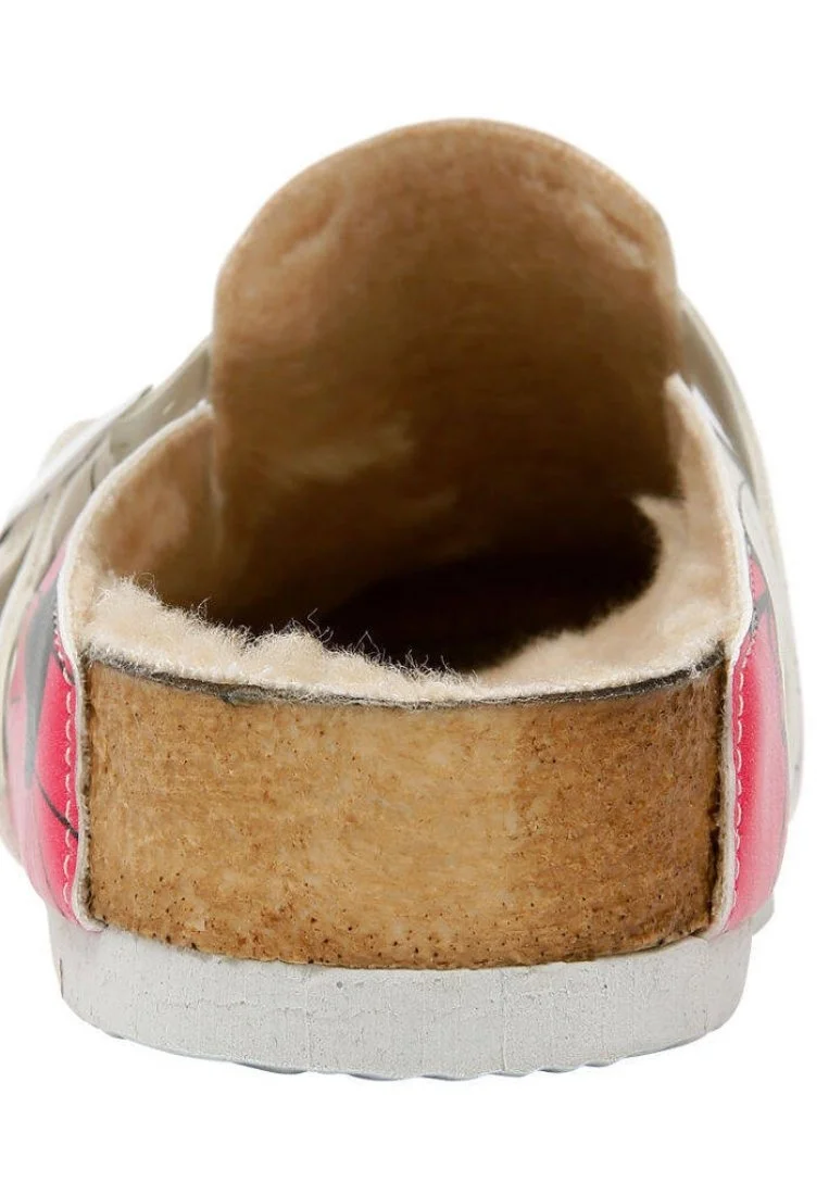 Women Vegan Leather Pink Slippers - A Flower Blossoms Design