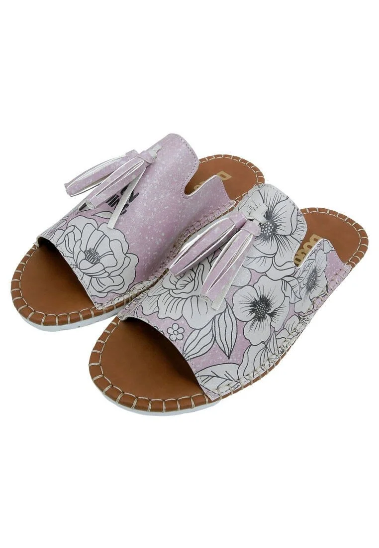Women Vegan Leather Pink Slippers - Keep on Growing Design