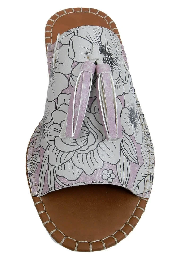 Women Vegan Leather Pink Slippers - Keep on Growing Design