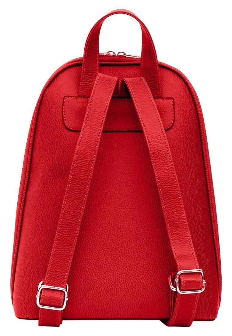 Women Vegan Leather Red Backpack - Center View Design