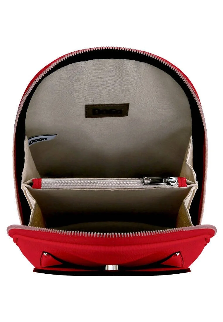 Women Vegan Leather Red Backpack - Center View Design