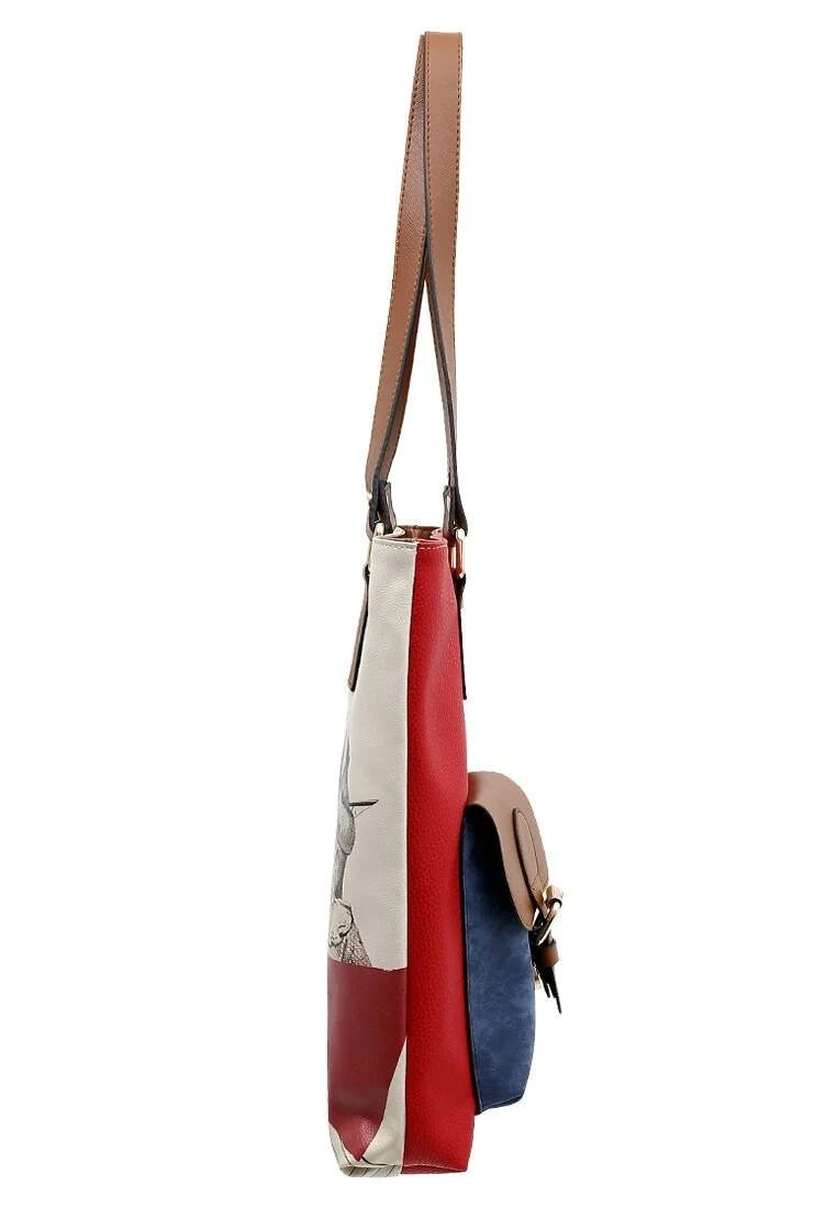 Women Vegan Leather Red Shoulder Bag - Mon Cher Design