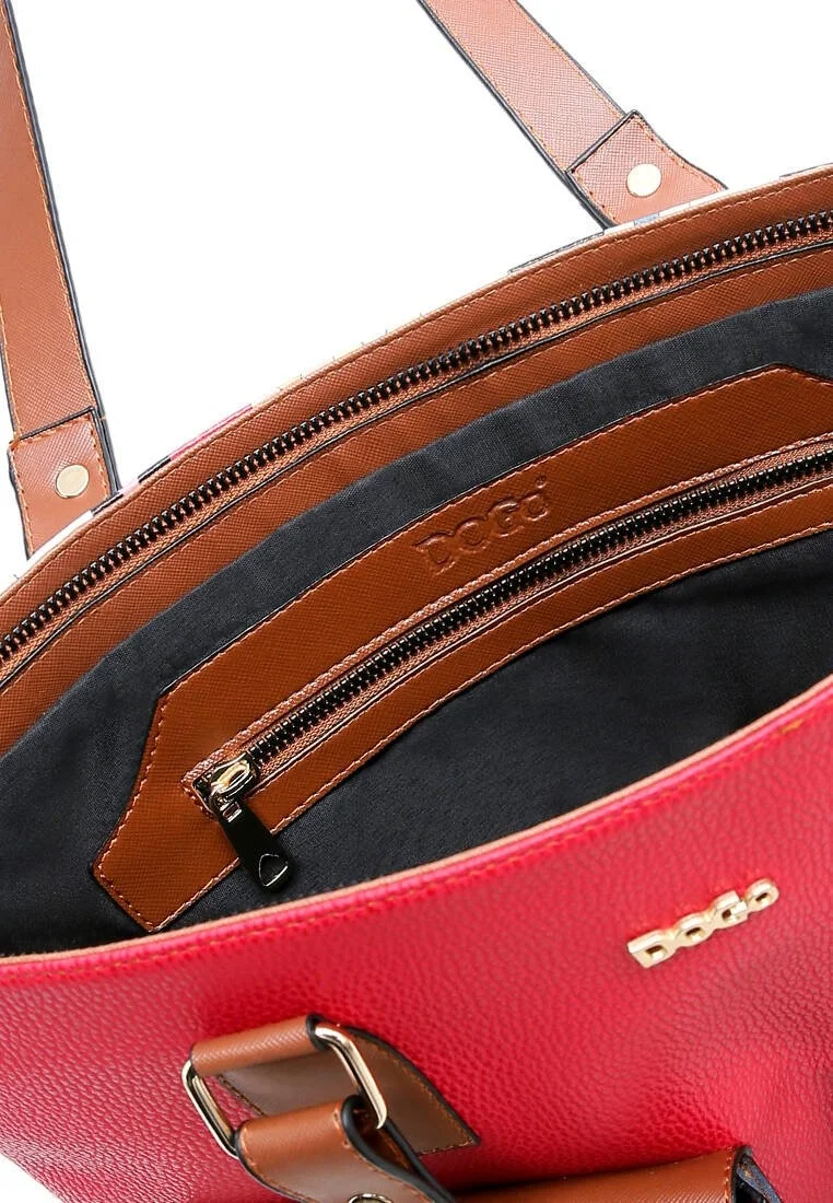 Women Vegan Leather Red Shoulder Bag - Mon Cher Design