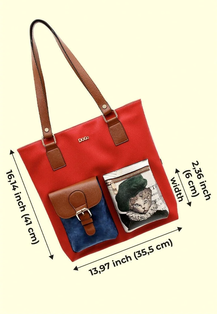 Women Vegan Leather Red Shoulder Bag - Mon Cher Design