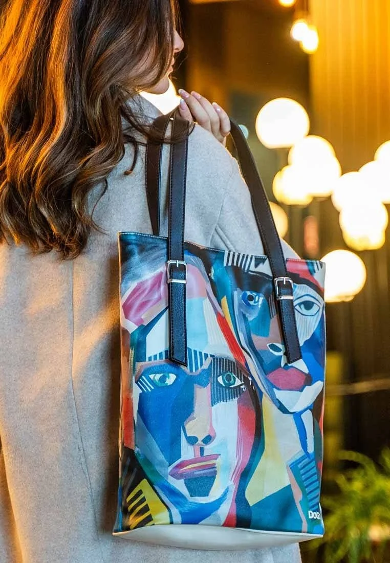 Women Vegan Leather Multicolor Shoulder Bag - You Are Never Alone Design