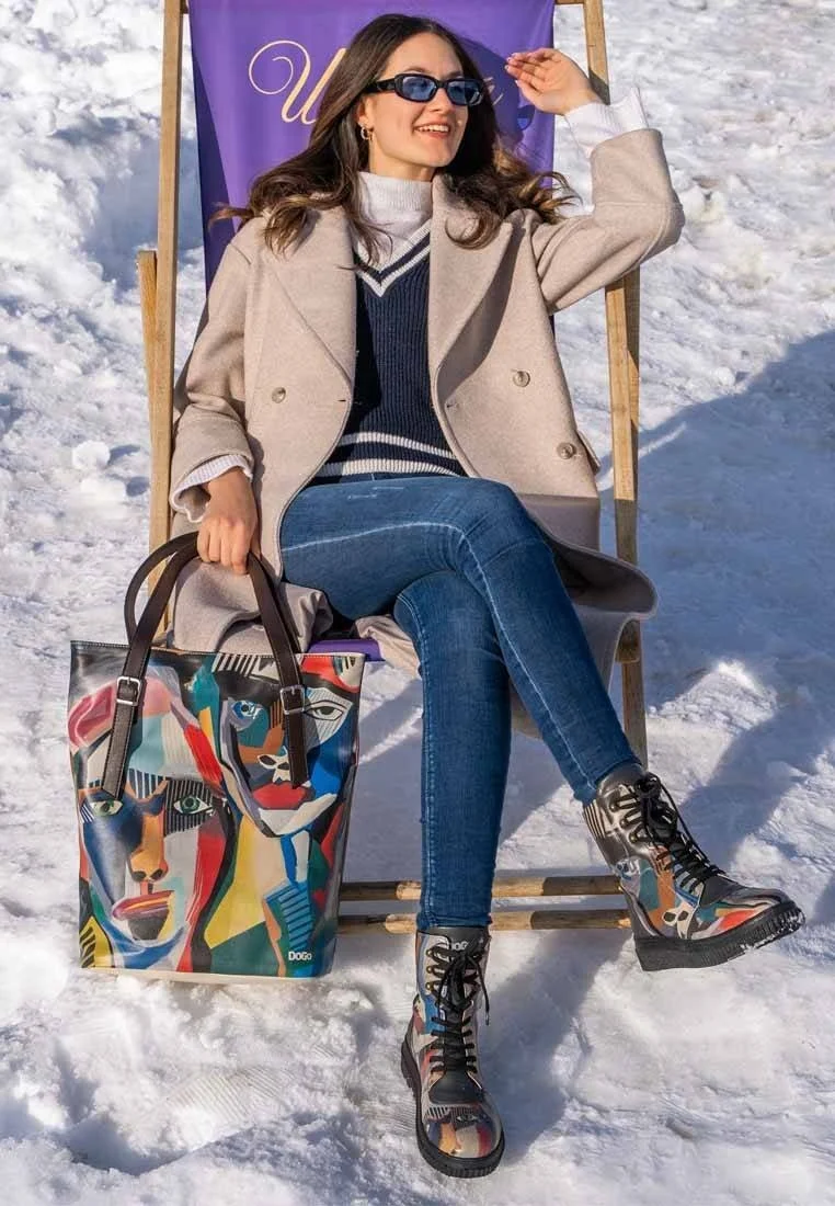 Women Vegan Leather Multicolor Shoulder Bag - You Are Never Alone Design