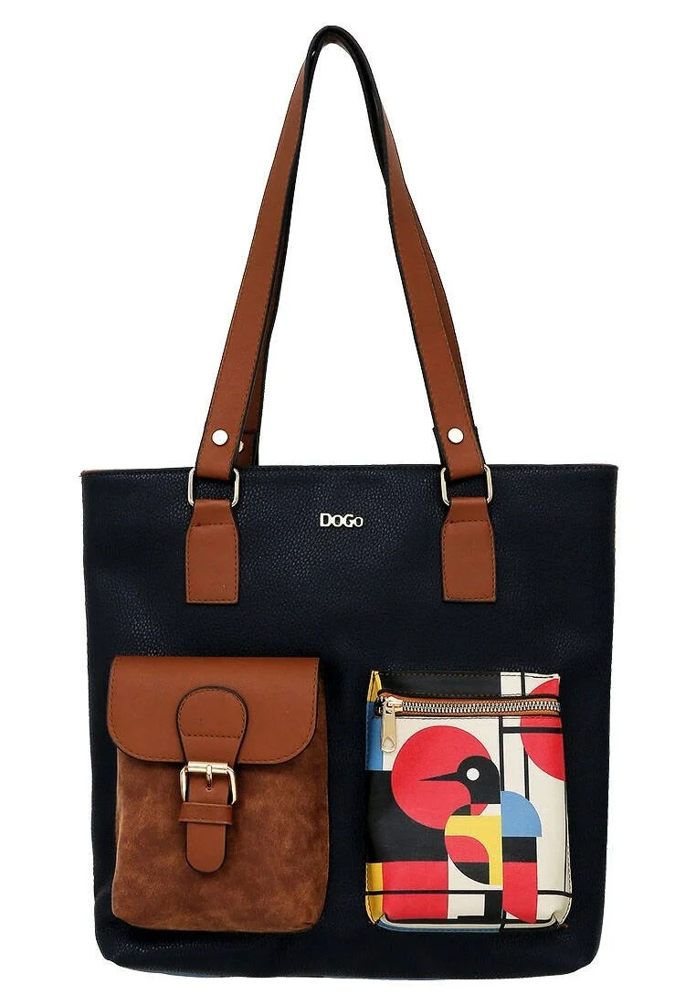 Women Vegan Leather Navy Shoulder Bag - Bauhaus Birdie Design