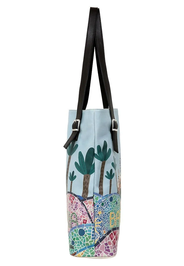 Women Vegan Leather Turquoise Shoulder Bag - The Mosaics of Barcelona Design