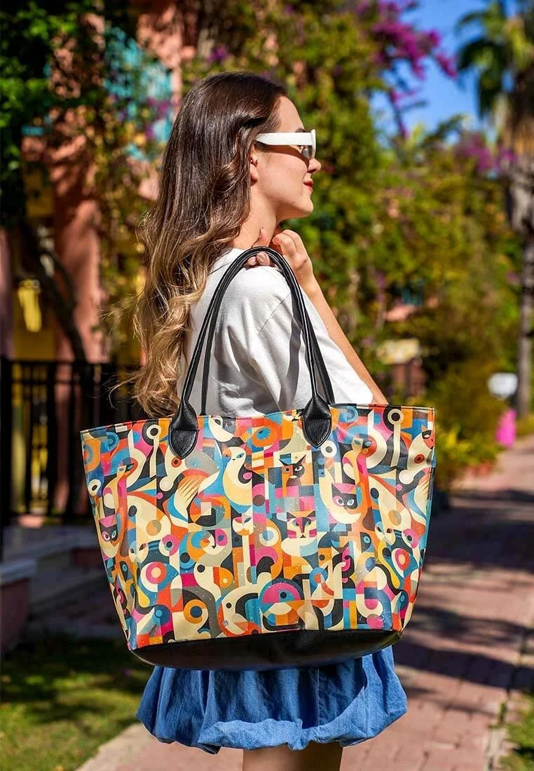 Women Vegan Leather Multicolor Shoulder Bag - Geocat Design