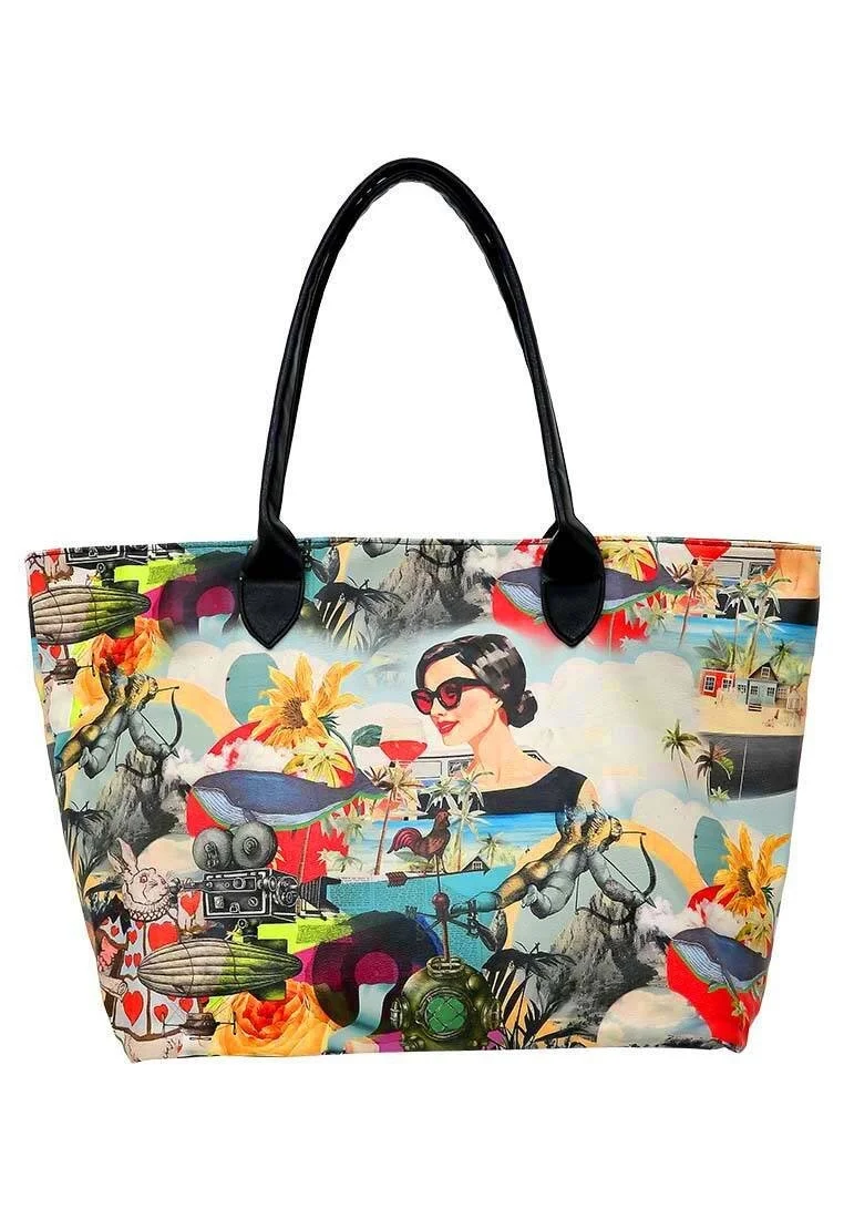 Women Vegan Leather Multicolor Shoulder Bag - Lucid Dreaming Design
