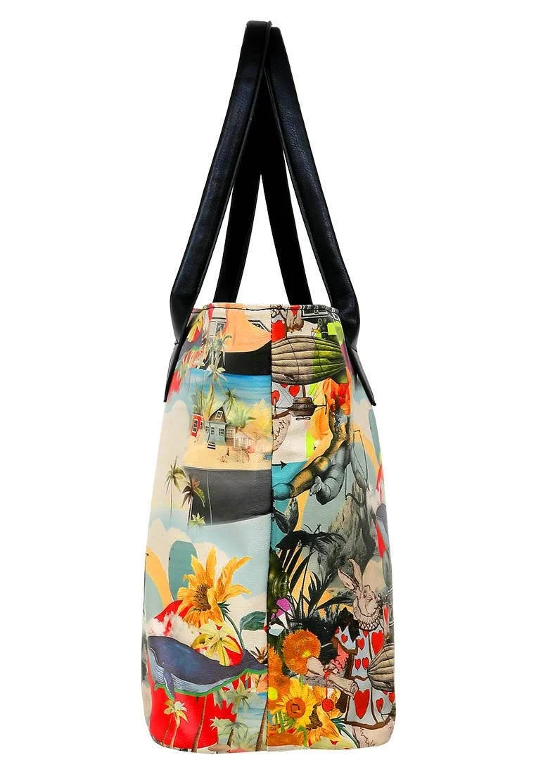 Women Vegan Leather Multicolor Shoulder Bag - Lucid Dreaming Design