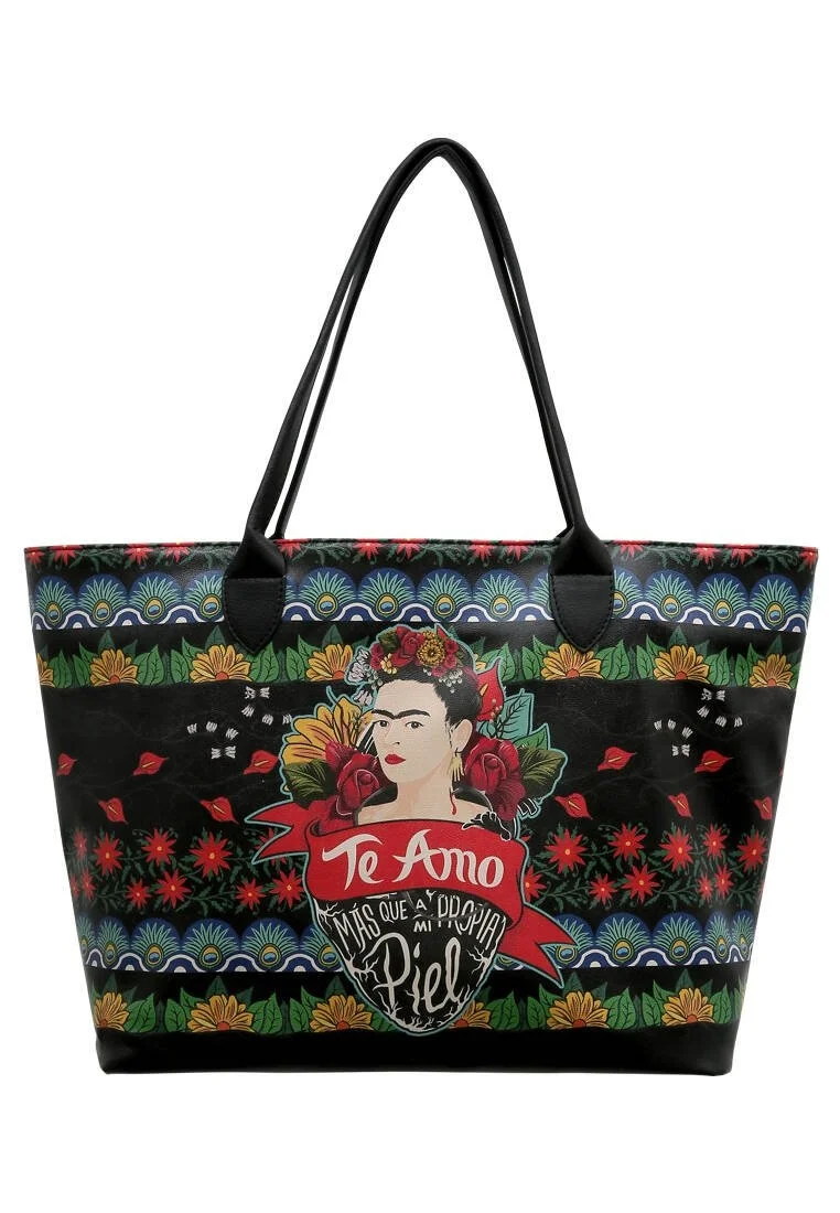 Women Vegan Leather Multicolor Shoulder Bag - FKL Frida Kahlo Te Amo Design