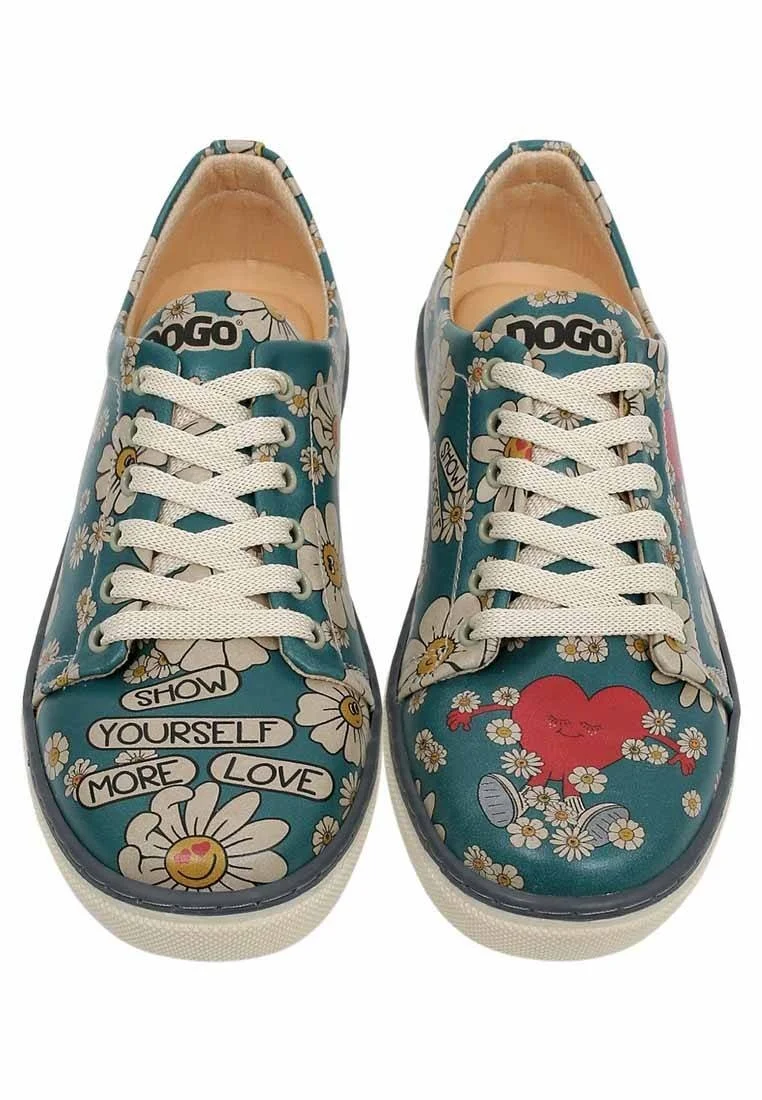 Women Vegan Leather Multicolor Sneakers - Show Yourself More Love Design