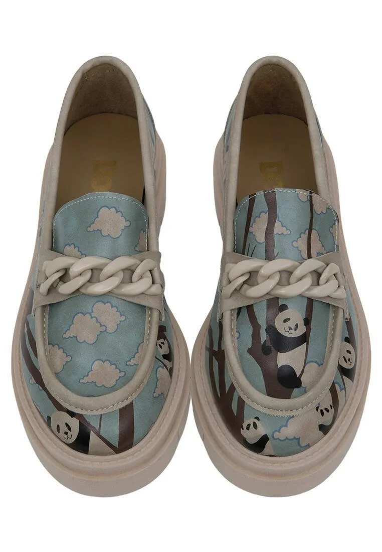 Women Vegan Leather Turquoise Loafers - Panda Hug Design