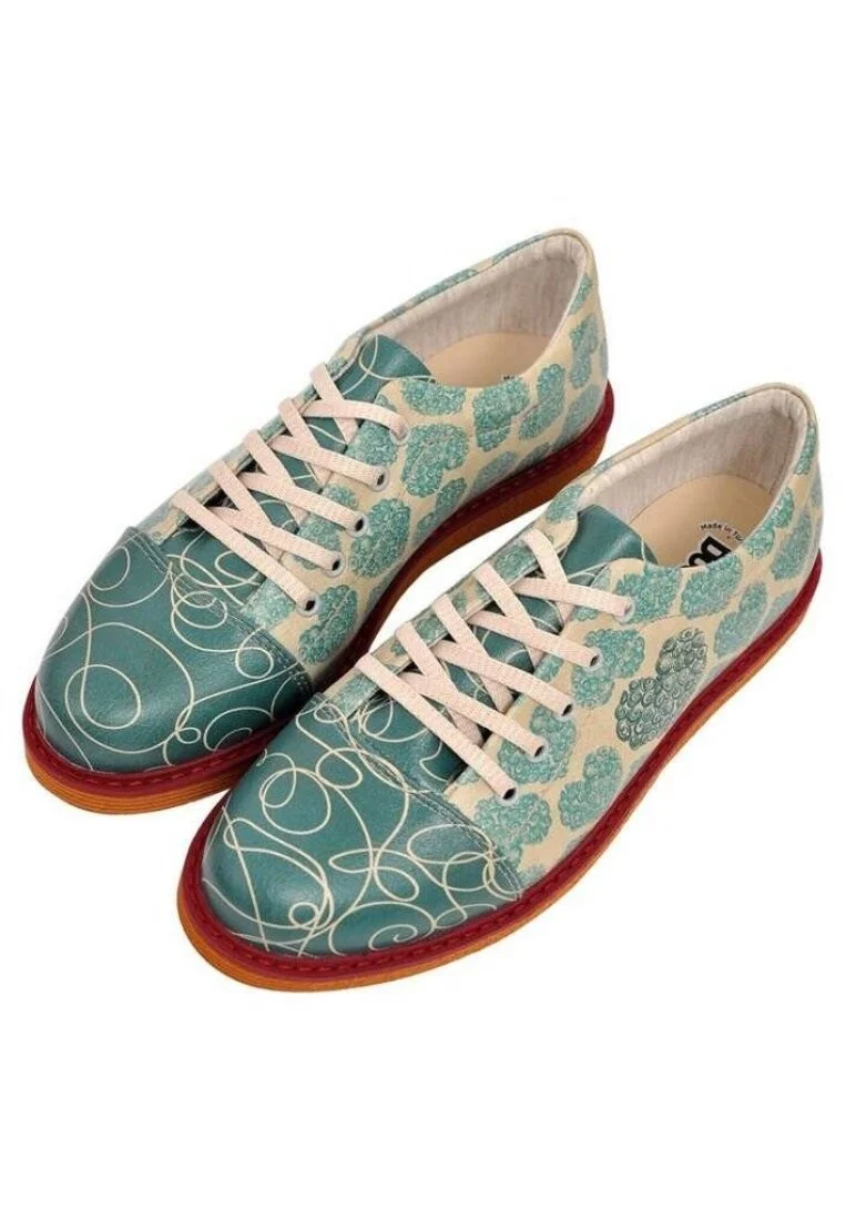 Women Vegan Leather Turquoise Sneakers - Tangled Hearts Design