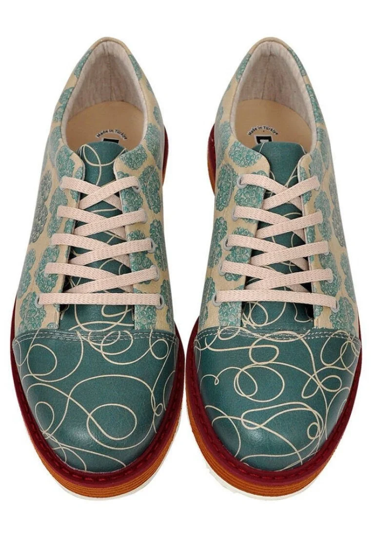 Women Vegan Leather Turquoise Sneakers - Tangled Hearts Design