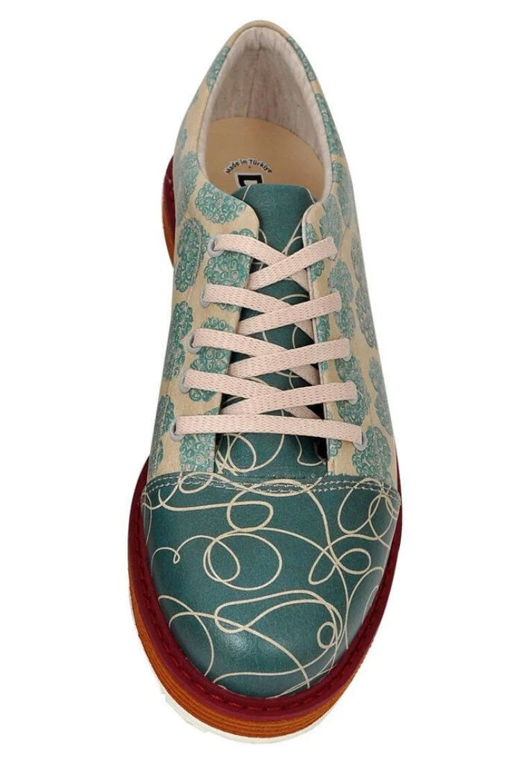 Women Vegan Leather Turquoise Sneakers - Tangled Hearts Design