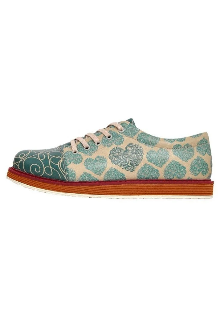 Women Vegan Leather Turquoise Sneakers - Tangled Hearts Design