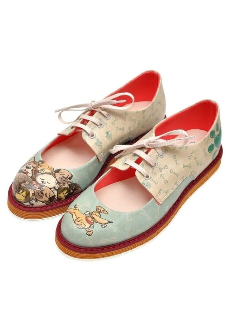 Women Vegan Leather Turquoise Sneakers - Sleeping Dogs Design