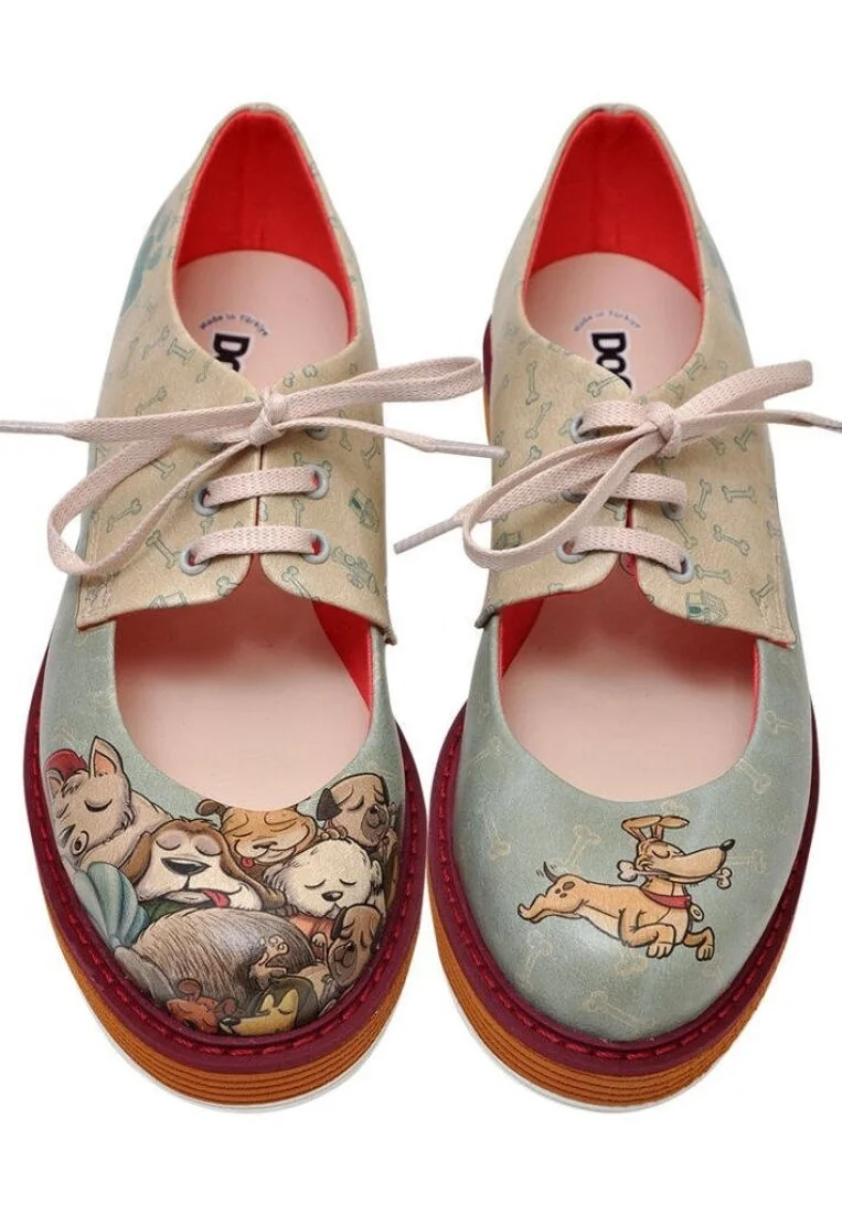 Women Vegan Leather Turquoise Sneakers - Sleeping Dogs Design