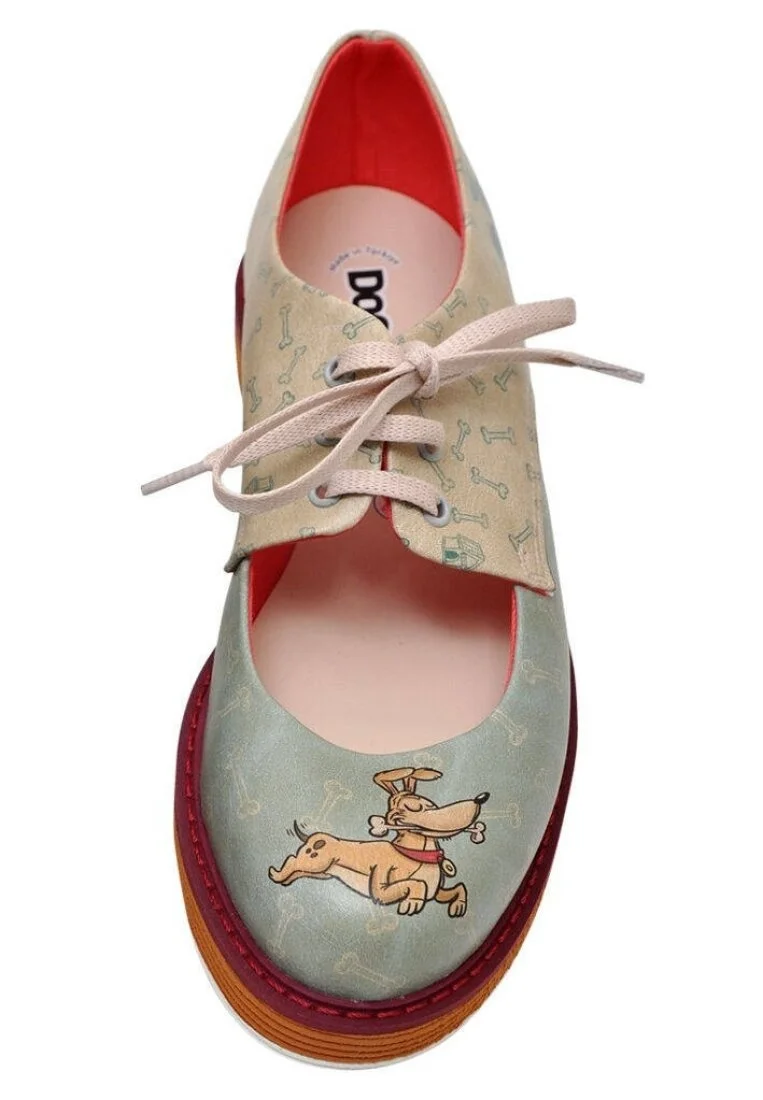 Women Vegan Leather Turquoise Sneakers - Sleeping Dogs Design