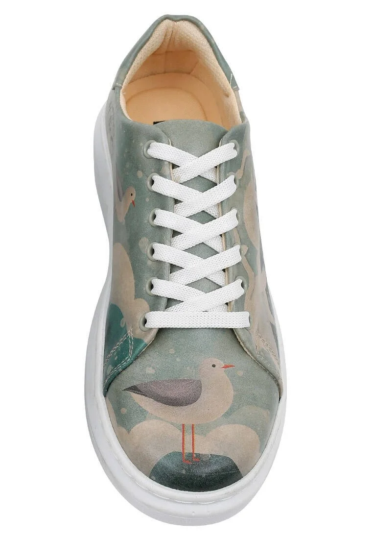 Women Vegan Leather Turquoise Sneakers - Sound of the Sea Design