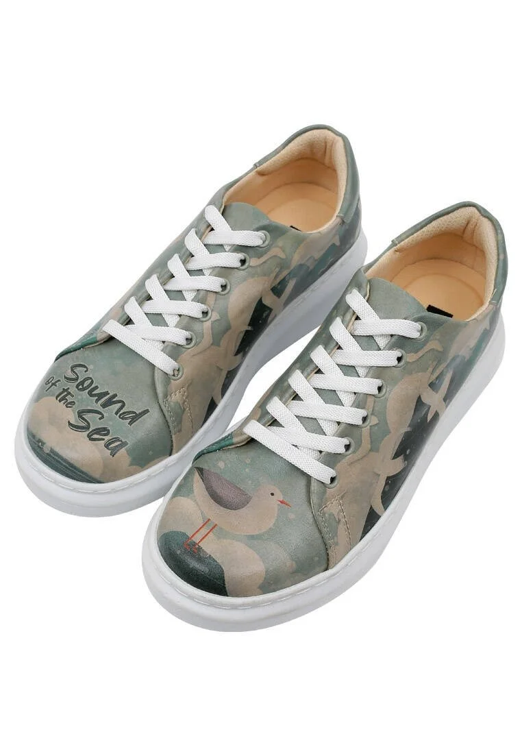 Women Vegan Leather Turquoise Sneakers - Sound of the Sea Design