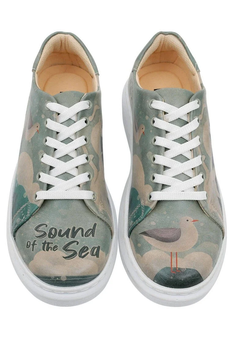 Women Vegan Leather Turquoise Sneakers - Sound of the Sea Design