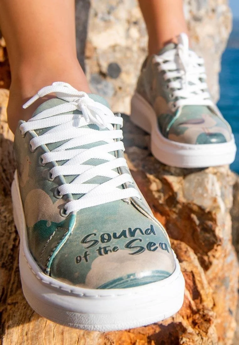Women Vegan Leather Turquoise Sneakers - Sound of the Sea Design