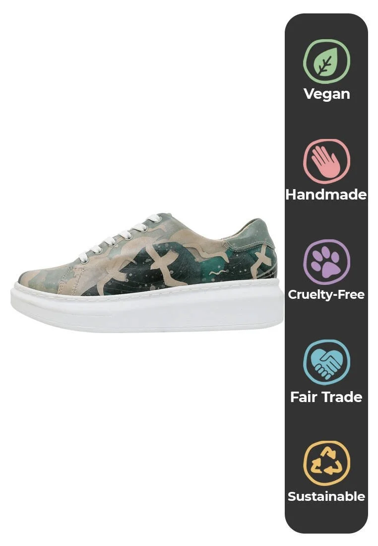 Women Vegan Leather Turquoise Sneakers - Sound of the Sea Design