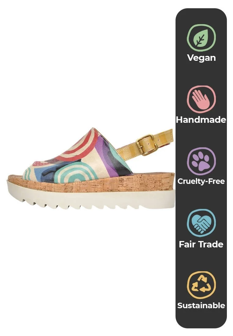 Women Vegan Leather Multicolor Wedge Sandals - Sun Days Design