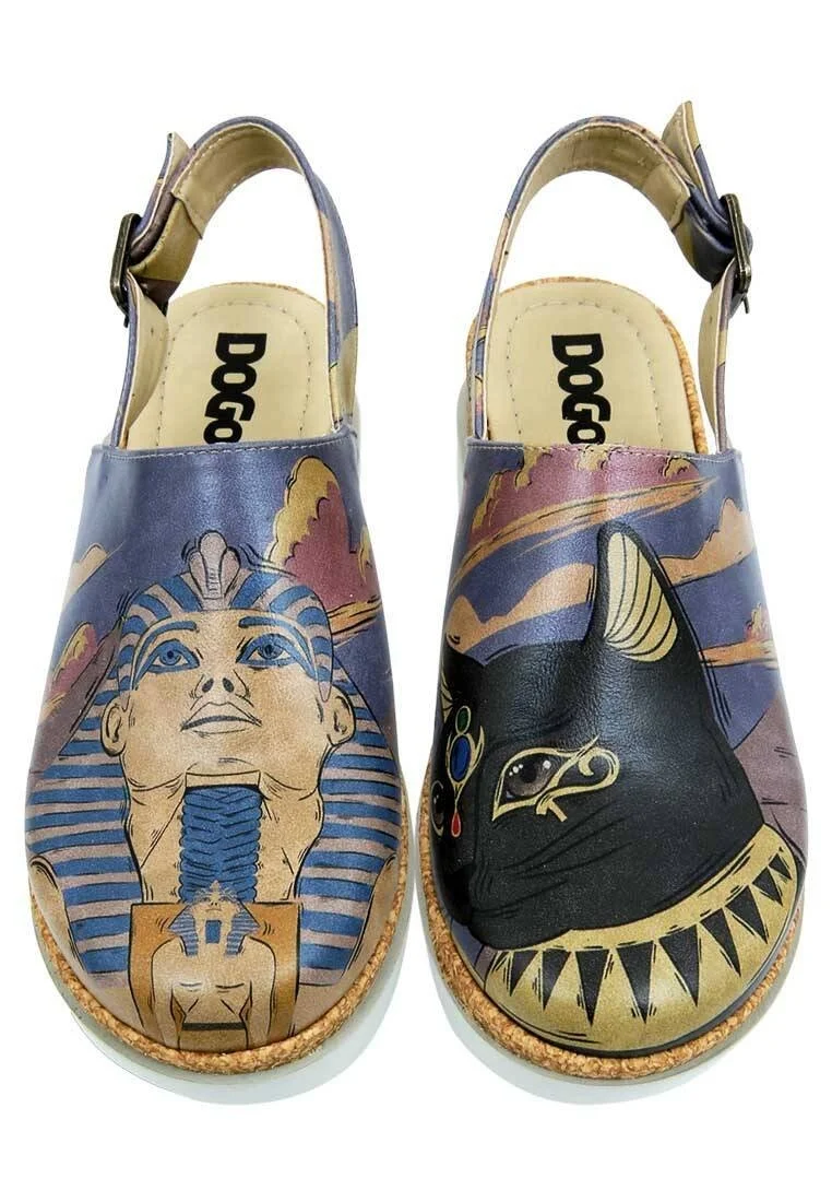 Women Vegan Leather Multicolor Wedge Sandals - Ancient Egypt Design